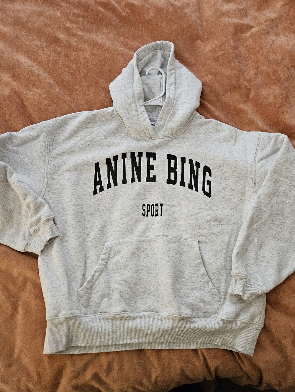 NWOT CURRENT Anine Bing Light Gray Logo Pullover Hoodie